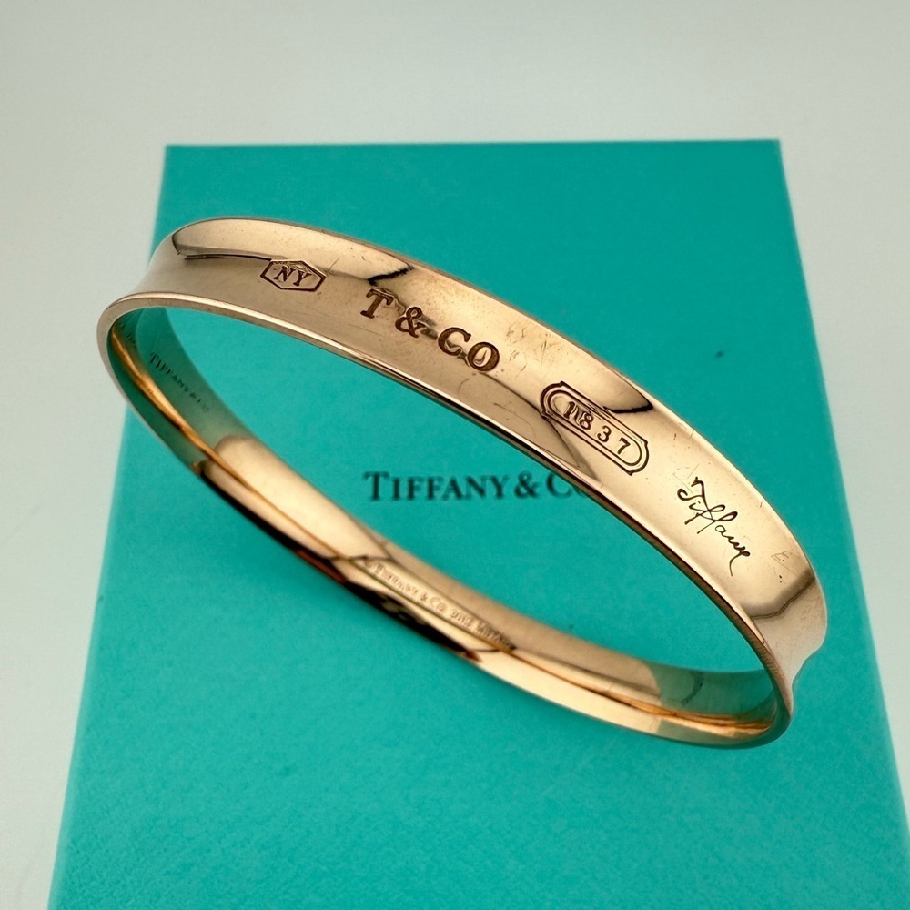 RARE Tiffany & Co. 1837 Rubedo Metal Bangle Bracelet: Hallmarked, Box & Pouch